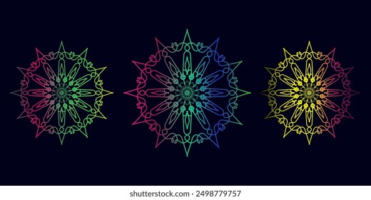 Gradient color mandala pattern on white isolated background. Vector background for yoga, meditation poster, banner, wallpaper