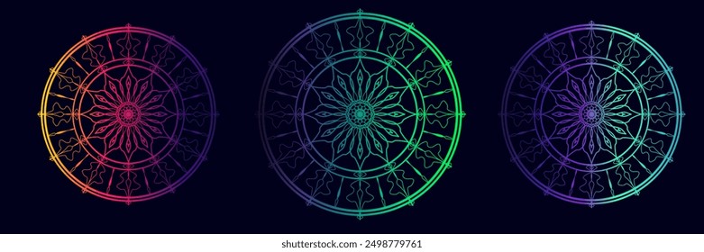 Gradient color mandala pattern on white isolated background. Vector background for yoga, meditation poster, banner, wallpaper