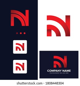 gradient color N letter logo design template 