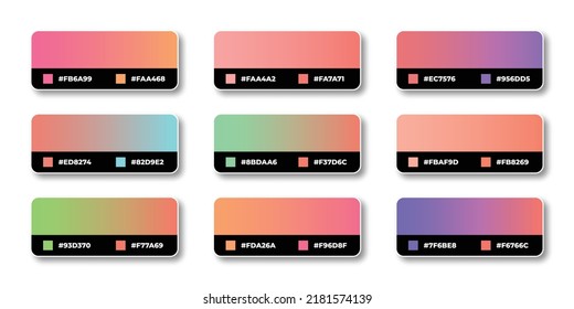 Gradient color palette with color codes in RGB HEX