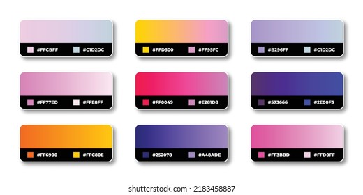 Gradient color palette with color codes in RGB HEX