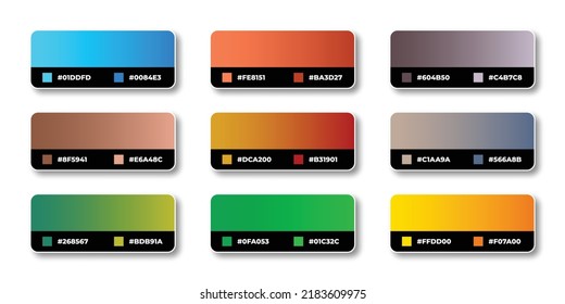 Gradient color palette with color codes in RGB HEX