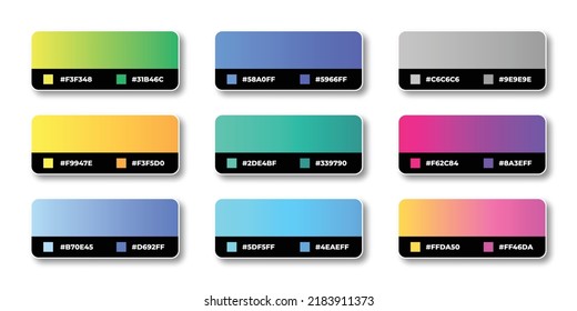 Paleta de colores de degradado con códigos de color en RGB HEX