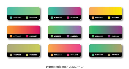 Gradient color palette with color codes in RGB HEX