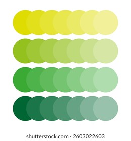 Gradient color palette. Green to yellow shades. Circular shape arrangement. Subtle transitions.