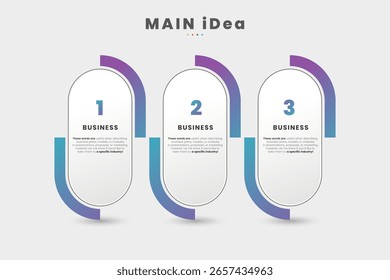 The gradient color palette provides a clean and modern aesthetic, enhancing readability and professional appeal. Business infographic design template with 3 options