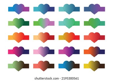 Gradient color palette set in love heart shape