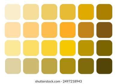 Paleta de colores degradados. Tonos de amarillo. Tonos cálidos y terrosos. Muestras de Vector.