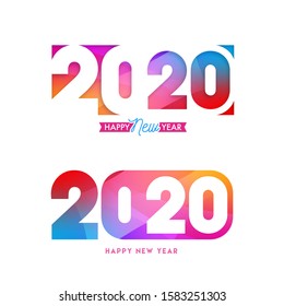Color de degradado Cortar 2020 Texto sobre fondo blanco para feliz celebración de Año Nuevo.