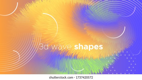 Farbenplakat. 3d Konzept Grafik. Vector Creative Form. Digitale Bewegung. Flow Color Poster. Lebhaftes Wellenmuster. Moderne Bewegung. Helles abstraktes Hintergrundbild. Farbposter.