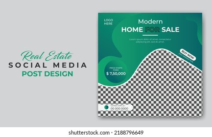 Gradient color Real estate home for sale modern social media promotion template design