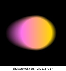 Gradient color round shape background. Abstract pink yellow blur circle with graduation. Neon colored rounded icon. Colorful geometric graphic vector illustration isolated on black.