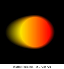 Gradient color round shape background. Abstract red yellow blur circle with graduation. Neon colored rounded icon. Colorful geometric graphic vector illustration isolated on black.