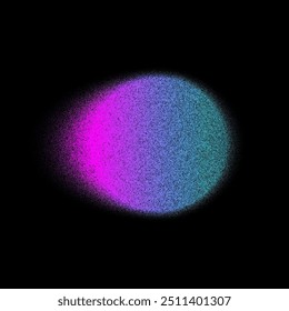 Fundo de forma pontilhada redonda da cor do gradiente. Círculo azul rosa abstrato com graduação. Ícone arredondado neon colorido. Ilustração vetorial geométrica colorida isolada em preto.