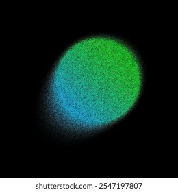 Gradient color round stipple shape background. Abstract green blue blur circle with graduation. Neon colored rounded icon. Colorful geometric graphic vector illustration isolated on black.
