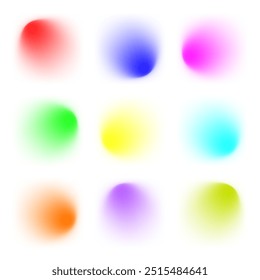 Gradient color round vector background set. blob effect 