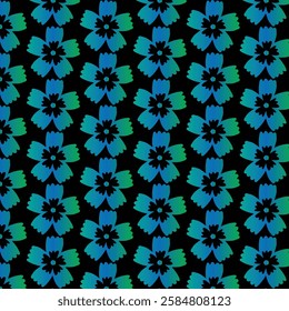 gradient color seamless flower pattern on black background