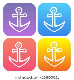 Gradient Color Set Collection of Anchor Metal Nautical Marine Sea Ship. Flat Line Icon, Sign, Symbol Isolated Background. Graphic Design Abstract Art, Elements, Vector Illustration EPS 10
