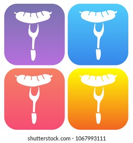 Gradient Color Set Collection of BBQ Barbecue Grill Party Food Meat. Flat Line Icon, Sign, Symbol Isolated Background. Graphic Design Abstract Art, Elements, Vector Illustration EPS 10