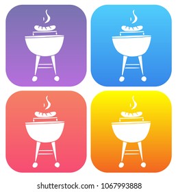 Gradient Color Set Collection of BBQ Barbecue Grill Party Food Meat. Flat Line Icon, Sign, Symbol Isolated Background. Graphic Design Abstract Art, Elements, Vector Illustration EPS 10