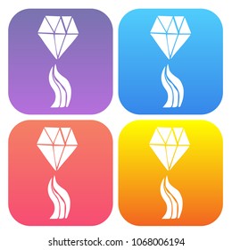 Gradient Color Set Collection of Diamond Crystal Gem Fashion Jewel. Flat Line Icon, Sign, Symbol Isolated Background. Graphic Design Abstract Art, Elements, Vector Illustration EPS 10