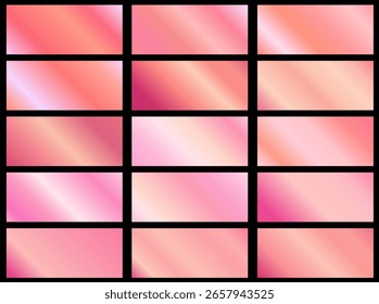 gradiente. Conjunto de cores. coleção. Paleta rosa. Coleção de cores. Aço. Texture.set rosa de gradientes metálicos brilhantes..