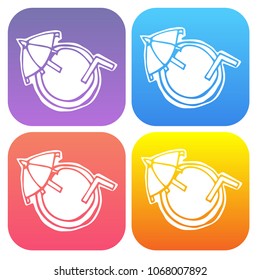 Gradient Color Set Collection of Summer Drink Cocktail, Lemon, Fresh Fruit. Flat Line Icon, Sign, Symbol Isolated Background. Graphic Design Abstract Art, Elements, Vector Illustration EPS 10