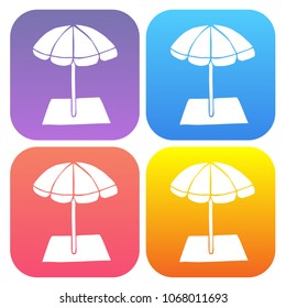 Gradient Color Set Collection of Summer Beach Umbrella Travel Vacation. Flat Line Icon, Sign, Symbol Isolated Background. Graphic Design Abstract Art, Elements, Vector Illustration EPS 10