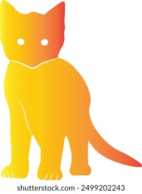 Gradient Color Silhouette of Cat. Flat Graphic Vector Illustration