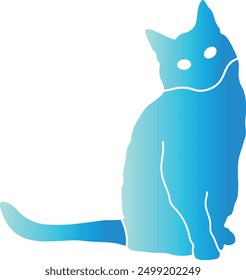 Gradient Color Silhouette of Cat. Flat Graphic Vector Illustration