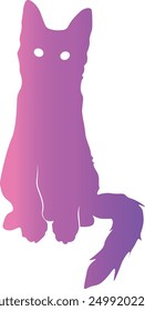 Gradient Color Silhouette of Cat. Flat Graphic Vector Illustration