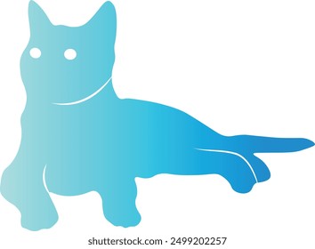 Gradient Color Silhouette of Cat. Flat Graphic Vector Illustration