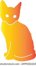 Gradient Color Silhouette of Cat. Flat Graphic Vector Illustration
