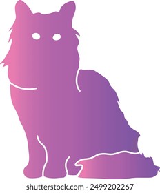 Gradient Color Silhouette of Cat. Flat Graphic Vector Illustration