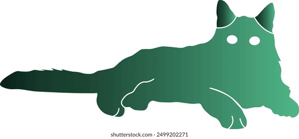 Gradient Color Silhouette of Cat. Flat Graphic Vector Illustration
