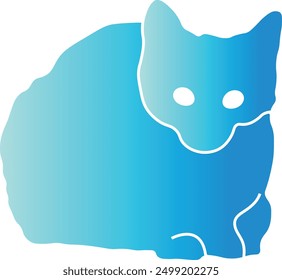 Gradient Color Silhouette of Cat. Flat Graphic Vector Illustration