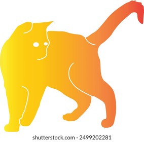 Silueta de color degradado de gato. Ilustración vectorial gráfica plana