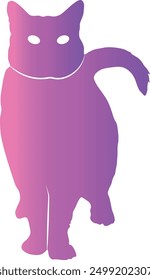 Gradient Color Silhouette of Cat. Flat Graphic Vector Illustration