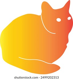 Gradient Color Silhouette of Cat. Flat Graphic Vector Illustration