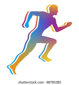 Gradient Color Silhouette of Man Jogging - Vector Illustration
