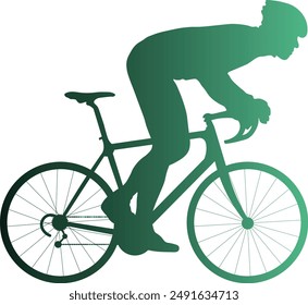 Gradient Color Silhouette of Person Riding a Bicycle.