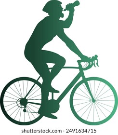 Gradient Color Silhouette of Person Riding a Bicycle.