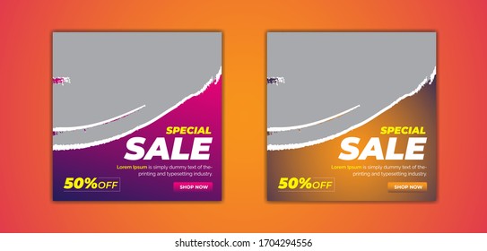 Gradient color Social Media Post and Super Sale Social Media Post Template .Promotional web banner for social media. Suitable for social media post and web internet ads.Templates for web standard size