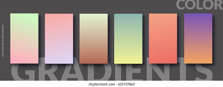 Gradient color soft and smooth background set, Vector illustration. For modern color transitions background, Creative ways with your brilliant background design ; flyer, poster, brochure, banner, ads