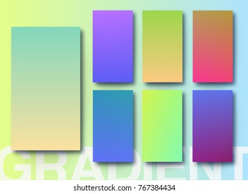 Gradient color soft and smooth background set, Vector illustration. For modern color transitions background, Creative ways with your brilliant background design ; flyer, poster, brochure, banner, ads