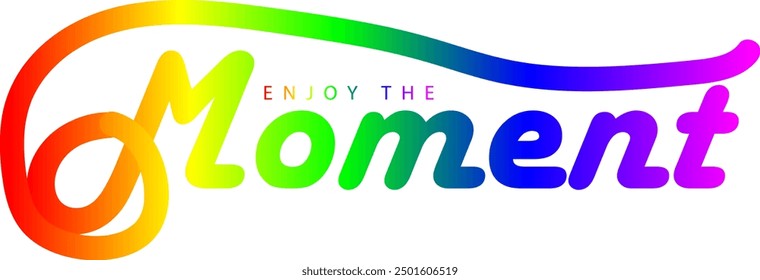 texto de color degradado, Anuncio de caligrafía de pincel ENJOY, Ilustración vectorial con letras dibujadas a mano negras Disfrute de cada momento