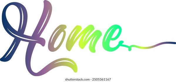 Farbverlauf-Text, POS1-Text. Vektor willkommen zu Hause Wort. Typografie gemütliches Design für Druck auf Poster, Banner, Willkommenstor, Karte für Ihr süßes Zuhause. Kalligrafisches Zitat Vektorgrafik