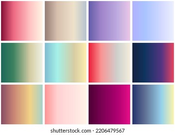 Gradient color trend. Popular color palettes. An example of pastel color. Harmony and future color guide. Vector eps 10.