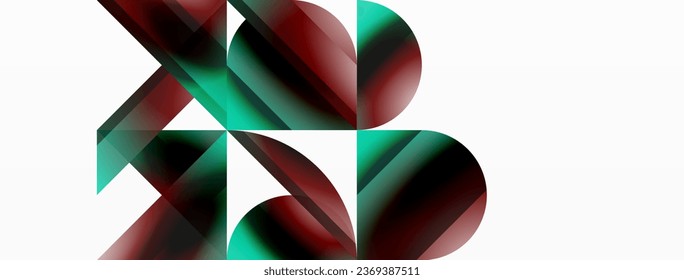 Gradient color triangles and circles on white. Dynamic blend creating captivating visual impact. Geometric background for digital designs, presentations, website banners, social media posts