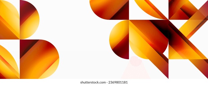 Gradient color triangles and circles on white. Dynamic blend creating captivating visual impact. Geometric background for digital designs, presentations, website banners, social media posts